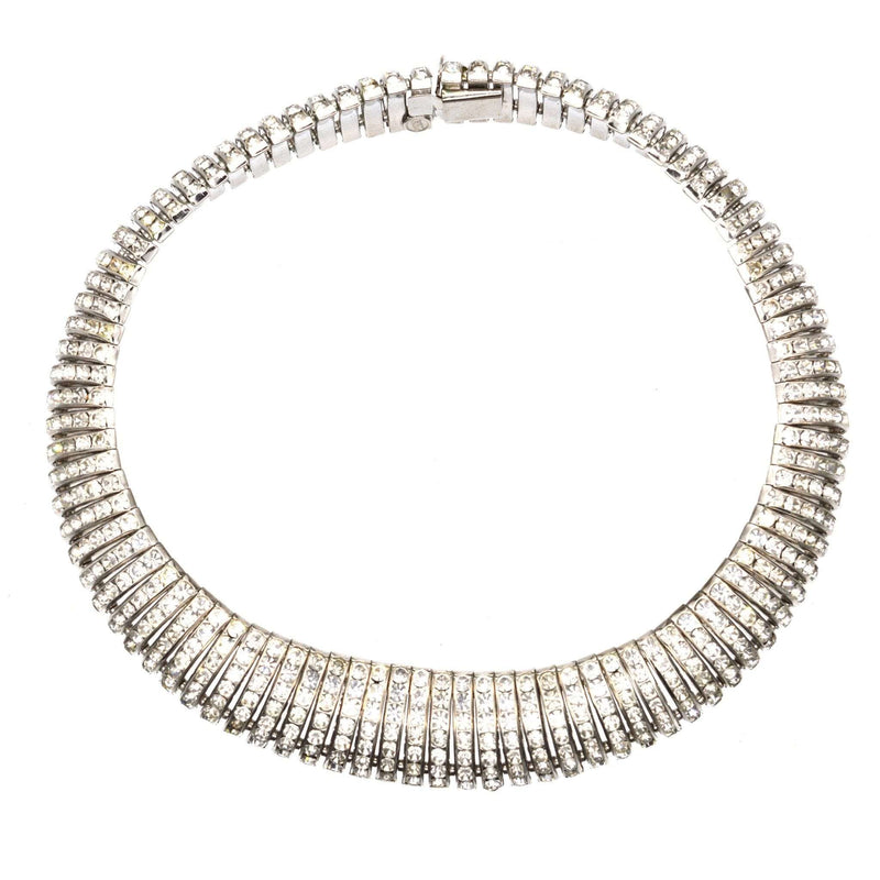 Butler and Wilson Silver-tone 1980s Wide Crystal Diamante Choker Necklace