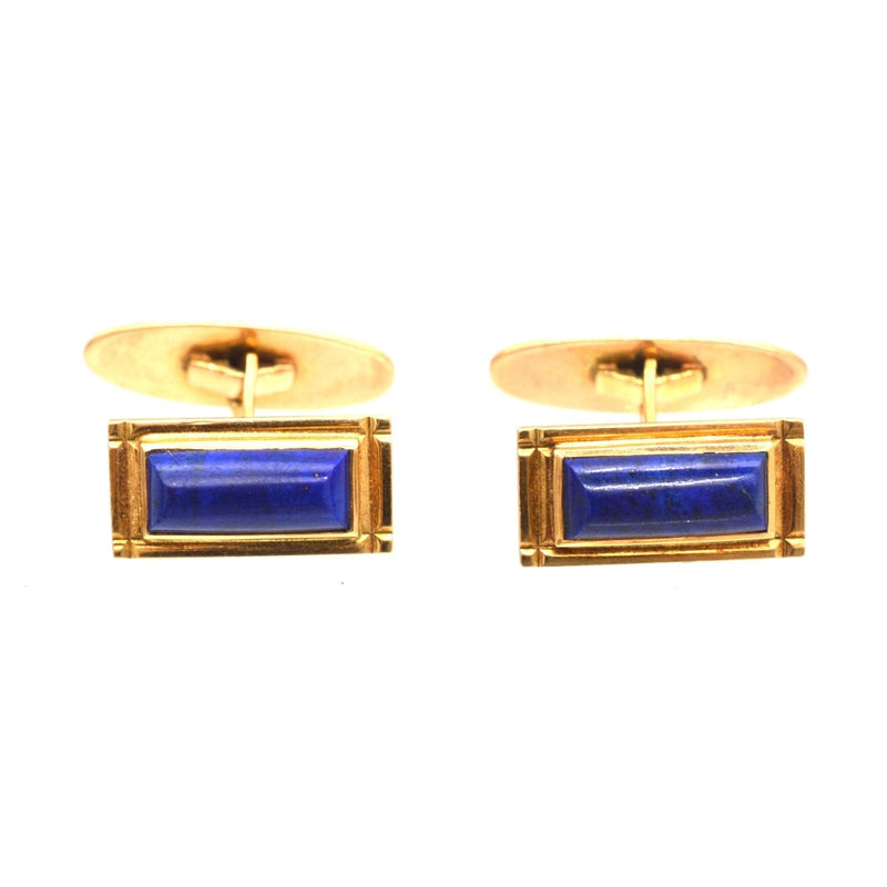 Danish Vintage 14ct Gold Lapis Lazuli Cufflinks by Aarre and Krogh