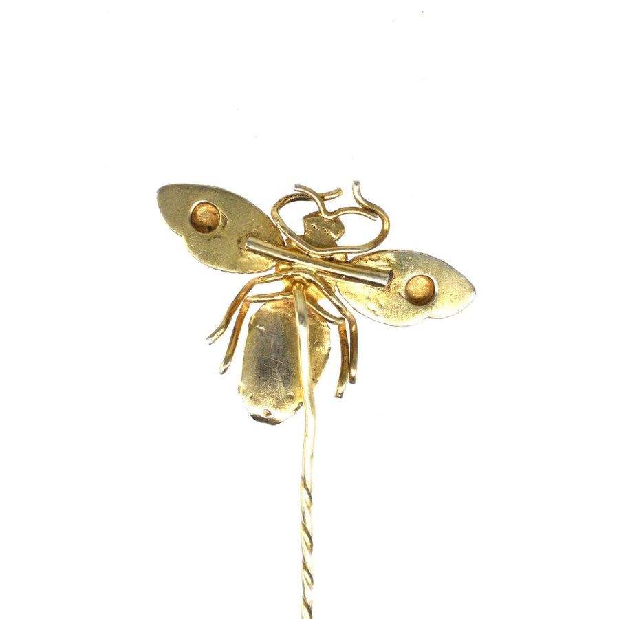 Early 19th Century silver bee tie pin, showcasing exquisite craftsmanship and unique design for ties and lapels.