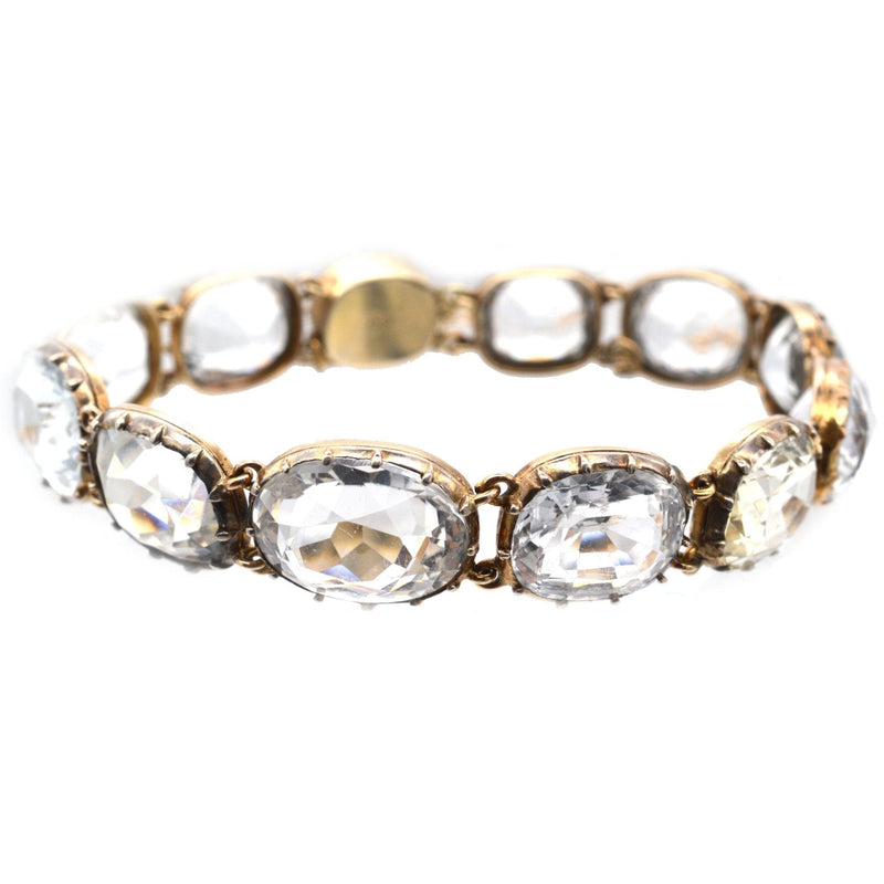 Early Victorian 15ct Gold Rock Crystal Collet Set Bracelet