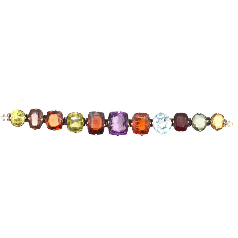 Edwardian 9ct Gold Harlequin Multi-Gem Bracelet