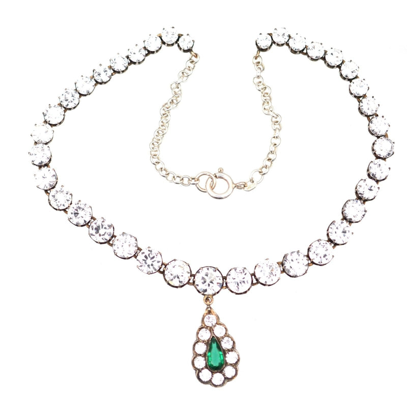 Edwardian White and Green "Emerald" Paste Necklace