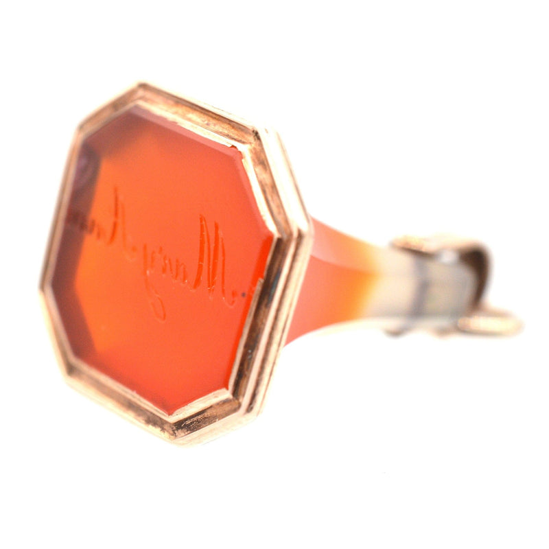 Georgian 9ct Gold Agate Seal Engraved with 'Mary Anne'