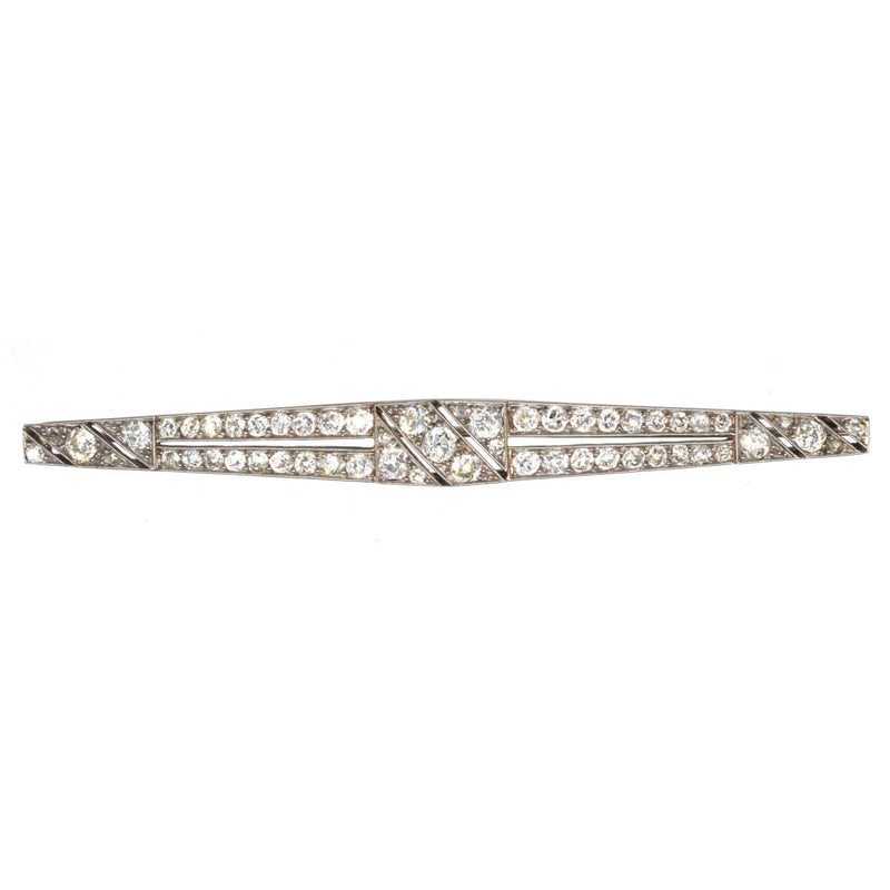 Large Art Deco Platinum Diamond Bar Brooch