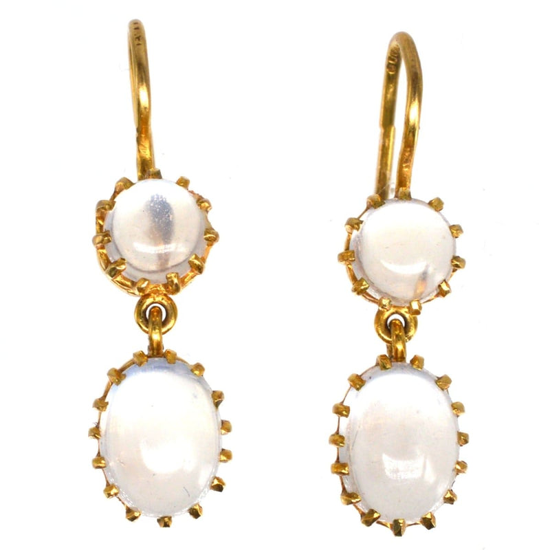 Vintage 9ct Gold Moonstone Drop Earrings
