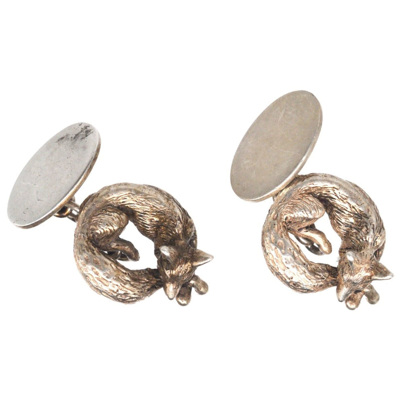 Vintage Silver Sleeping Fox Cufflinks by Lexi Dick