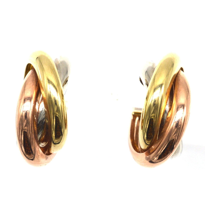 Vintage Three Colour 9ct Gold Large Open "Russian Trinity" Three Hoop Earrings